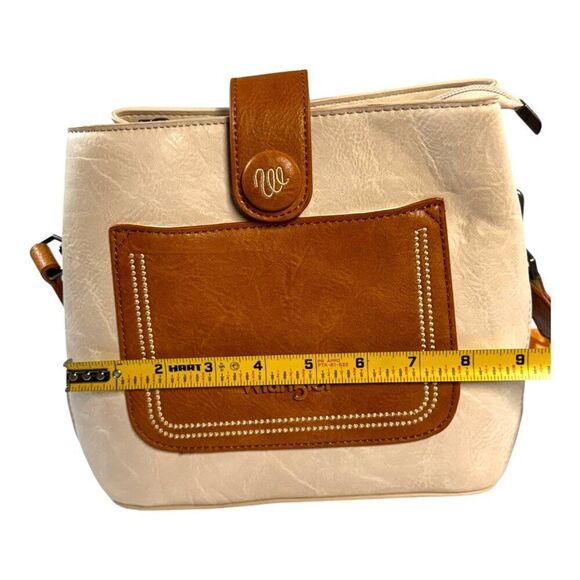 Wrangler Crossbody Bag Front Pocket Country Western Purse Brown Beige Pocketbook - Picture 4 of 10